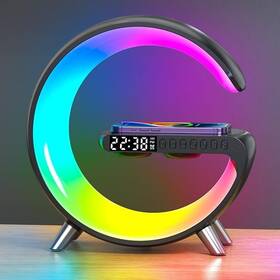 Vdzz 764129382460 Smart Led Table Lamp 4-in-1 Wireless Charger With Speaker Night Large Black