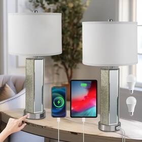 Zy0000 Velxee Touch Control Table Lamps Set Of 2 Modern Silver Mirror