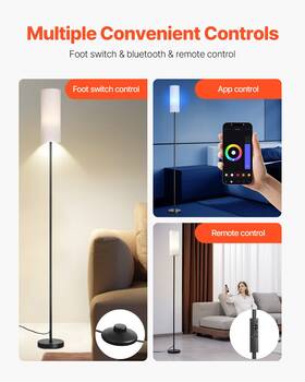 Vevor 197988511670 Floor Lamp Stepless Dimmable Colors Living Room With Remote Control