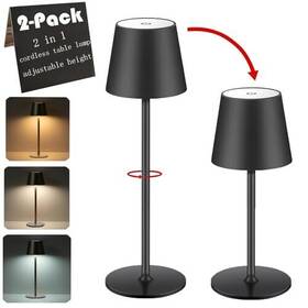 Vfhqcso 635403041116 2 Packs Cordless Table Lamp Portable Led Wireless Desk With 3 Modes Black
