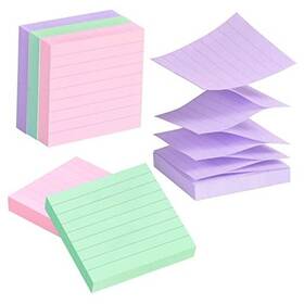 Zyt512 Wanle Tech Lined Pop Up Sticky Note 3x3 Inch 6 Pack Accodian Stlye Self-sticky Notes