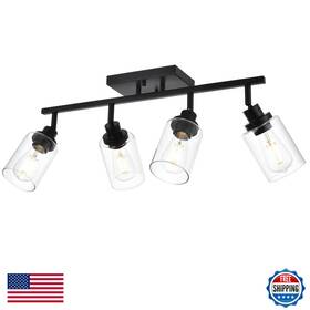 B0d928h326 Wanluce 4-light Track Lighting Kit Black Fixtures Bathroom Wall