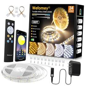 Wefomey Wf-30mwst White Led Strip Lights 100ft Dimmable Bright 24v 1 Rolls Of