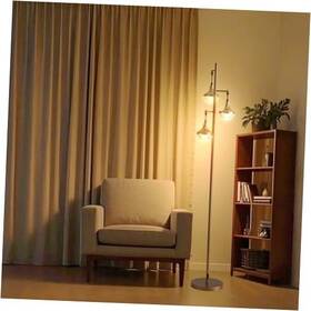 Flsj-3lcg Weshine 3 Lights Gold Floor Lamp For Living Room With Elegant Ribbed Globe Lampshade
