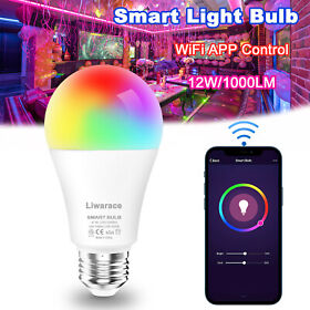 Ds9050125wh Wifi Smart Led Light Bulb 12w 70w E26 E27 Rgb Multi-color For Alexa Google Home