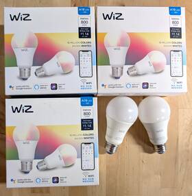 Wiz 850007945022 Lot Of 8 A19 Full Color Smart Led Bulbs - 800 Lumen Rgb Wi-fi 9.2w Dimmable