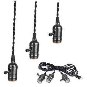 1-to-3 Wuyor Jd-120 Vintage Plug-in Pendant Light Kit With 1 Plug 3 Sockets Black