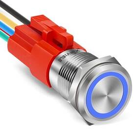 Xinyi-wbl-16 Xinyiele 16mm Latching 12v Push Button Switch On Off Waterproof Silver Shell Blue Led