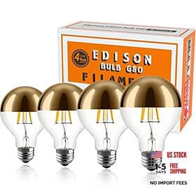 Yahon 734059829588 Half Chrome Light Bulb 6w 60w Equivalent Dimmable Led Edison Gold