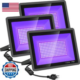 B0d4h33m7h Yanycn 3 Pack 150w Led Black Lights Blacklight Flood Light Outdoor Plug And