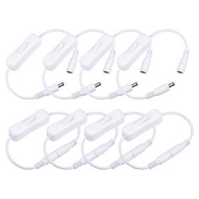 Zaplyte 714998988096 8pcs Dc 12v Inline Rocker Switch With 5.5x2.1mm Jack M To F Power Cable White