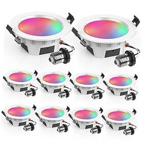 Zengge Co. Ltd 692041777210 Smart Recessed Lighting 10 Pack Multicolorred Dimmable 4 Inch 10pack