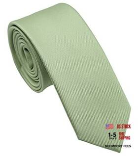 St025 Zenxus Inc. Skinny Ties For Men Solid Color 2.5 Inch Slim Neckties Or 5 1 23 Sage Green