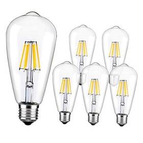 B-1001-218-6 Zh Electrinic Co . Ltd Led Edison Bulb Dimmable Vintage 6 Count Pack Of 1 6000k Daylight White