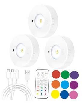 Mz-l3301 Zhongshan Mingzhi Lighting Co. Ltd Puck Lights With Remote Led Under Cabinet 12 Rgb Colors