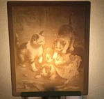 The Porcelain Garden Hand-crafted Lithophane Night Light "mischief Makers" Nib. Fixed Price $32.50.