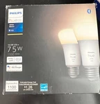 Philips Hue White A19 Bluetooth 75W Smart Home Led Bulbs (2-PACK) 563042 3042OB. Fixed Price $25.00.