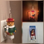 Nos Roman Inc Night Light Christmas Teddy Bear Top Hat Joy Stockings 2001 Vtg. Fixed Price $29.99.