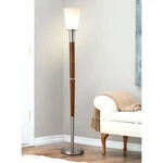 Manhattan Walnut Finish Wood/glass Shade 72.5" Torchier Floor Lamp Nickel. Fixed Price $236.49.