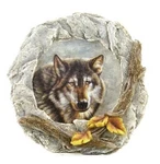 Wolf Art Painting Night Light 3" Diameter Bright Wild Animal Collection. Fixed Price $19.95.