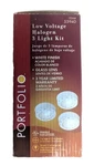 Portfolio Low Voltage Halogen 3 Light Kit, Item 55940, White Finish, Glass Lens. Fixed Price $13.99.