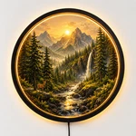 Mountain Forest Led Wall Art, Rustic Cabin Acrylic Night Light. Fixed Price $129.99.