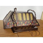 Vtg Stained Glass Look Billiard Pendant 23IN By Progress Lighting. Fixed Price $250.00.