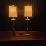 Solid Bronze-finish Metal! Pair Uttermost Lowell Buffet Table Lamps. Fixed Price $380.00.