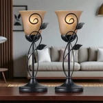 Kenroy Home Arbor Table Lamp Oil Rubbed Bronze Finish Amber Tulip Glass 16" Nib. Fixed Price $36.13.