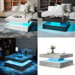 Square Led Coffee Table With 16 Colours Lights Modern 2 Tiers Cocktail Liv. Fixed Price $149.99.