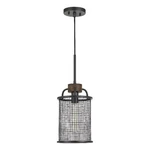 Benjara Cylindrical Grid Design Metal Chandelier With Wooden Accent- Black. Fixed Price $225.99.