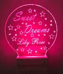 Sweet Dreams Stars Night Light Personalized Led Plug In With Dusk To Dawn Sensor. Fixed Price $24.95.