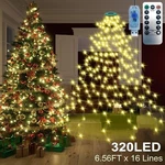 Christmas Tree Waterfall String Lights 320 Led 2M*16 Lines Usb Xmas Decor Remote. Fixed Price $19.94.