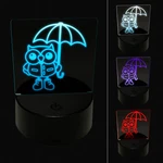 Owl With Umbrella Ready For The Rain 3D Illusion Led Night Light Sign Lamp. Fixed Price $19.99.