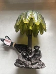Vtg Monkey Palm Tree Lamp Signed Green Resin Shade Oev.. Fixed Price $59.99.