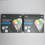 Ge Cync Full Color Smart 4 Bulbs, 2-PACK Wifi Led Light A19 No Hub Required. Fixed Price $13.00.