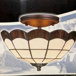 Patriot Lighting Indoor Capri Semi-flush Ceiling Tiffany Glass Bronze. Fixed Price $49.00.