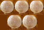 8" Etched Glass Floral Five Scene Gas / Ball Lamp Shade 4" Fitter Victorian Oil. Fixed Price $72.95.