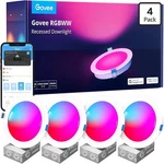 Govee Rgbww 4-PACK Smart Led Recessed Downlight 6 Inch Alexa Google Wi-fi. Fixed Price $80.00.