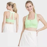 All In Motion Sculpt High Support Zip Front Sports Bra Light Green Size 34DD. Fixed Price $19.97.