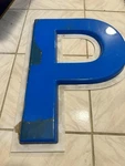 Vintage Channel Letter P Salvaged Commercial Sign, Blue, 26 20 Large. Fixed Price $69.99.