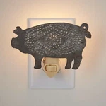 Punched Tin Pig Night Light By Park Designs W/ Bulb On/off Switch Farm. Fixed Price $22.90.