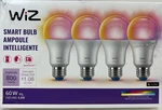 Wiz 60W Equivalent Led A19, E26 Smart Bulb 800 Lumens- Multicolor 4 Pack. Fixed Price $29.98.