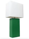 Elegant Designs LT1025-GRN Modern Genuine Leather Table Lamp With White Fabri.. Fixed Price $99.00.