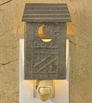 New Primitive Outhouse Night Light Cut Tin Elec Wall Plug Farm 4.75"HX3"WX1.25"D. Fixed Price $18.37.