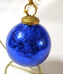 Heavy Royal Blue Crackle Glass Ball Ornament Sphere 4 Inches Globe Kugel Style. Fixed Price $15.99.