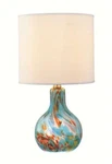 Lite Source Table Lamp, Glass Body, Fabric Shade LS-20073AQUA. Fixed Price $129.99.