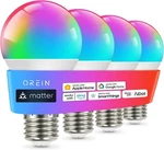 Orein Matter Smart Light Bulb, Bulbs Work A19-4PACK, Muti-color. Fixed Price $48.16.