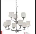 Jeremiah Cortland 9-LIGHT 2-TIER Chandelier Brushed Nickel Frosted Shades. Fixed Price $237.87.