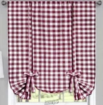 Buffalo Check Tie-up Shade Burgundy 42"W X 63"L Polyester/cotton 1.5" Rod-pocket. Fixed Price $15.59.